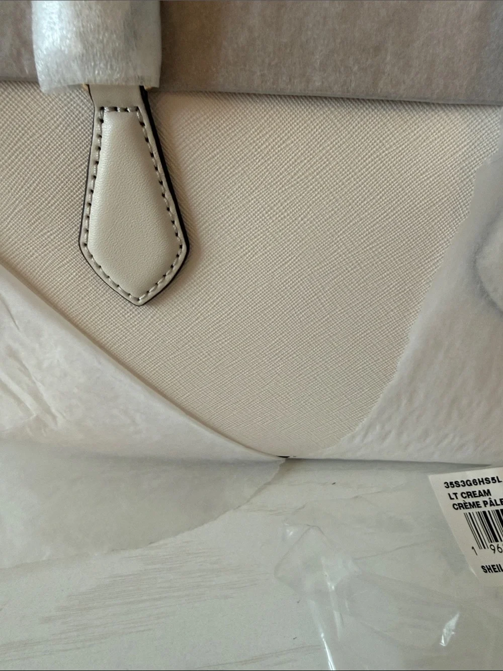 Michael Kors Pale Cream Saffiano Satchel with Gold Hardware